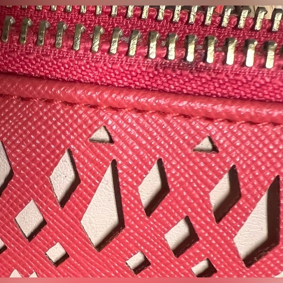 STELLA & Dot ORANGE CLUTCH Laser Cut ZIP - Picture 9 of 12